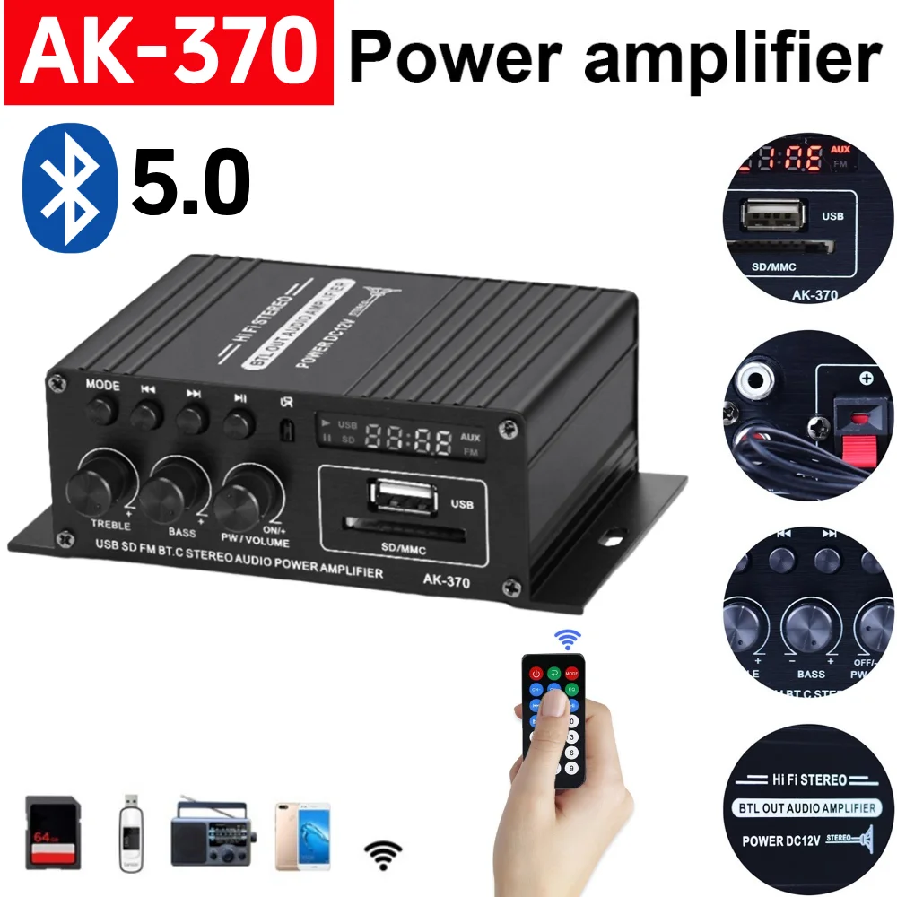 Home Cinema App - Amplificateur Bluetooth AK-370, amplificateur de puissance