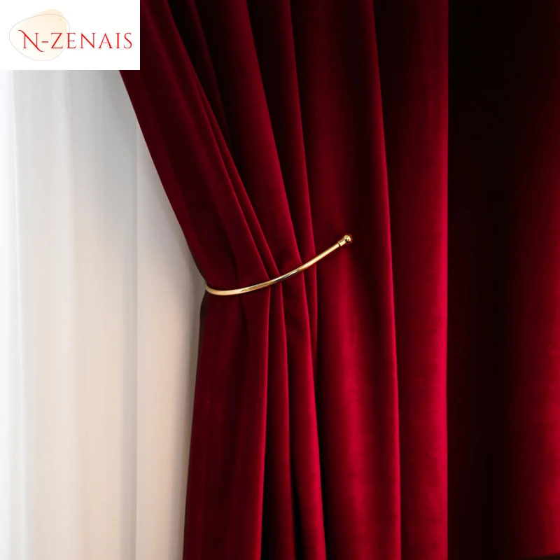 Blackout Curtain Thick - Rideaux en velours rouge bordeaux pour