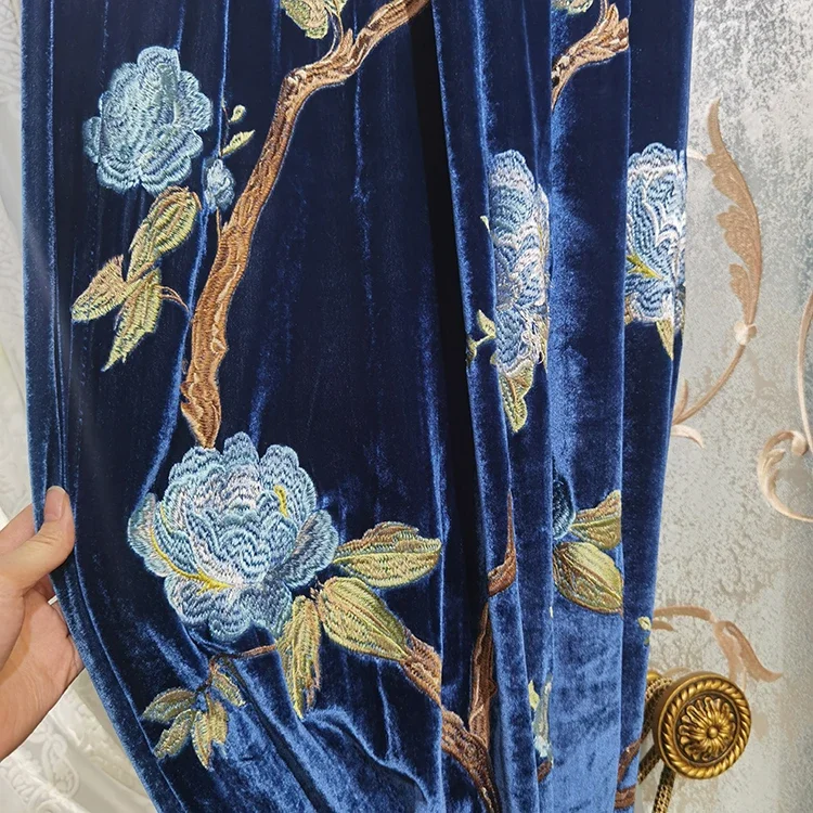 Blackout Curtain Thick - Rideaux d'ombrage épais brodés d'oiseaux en