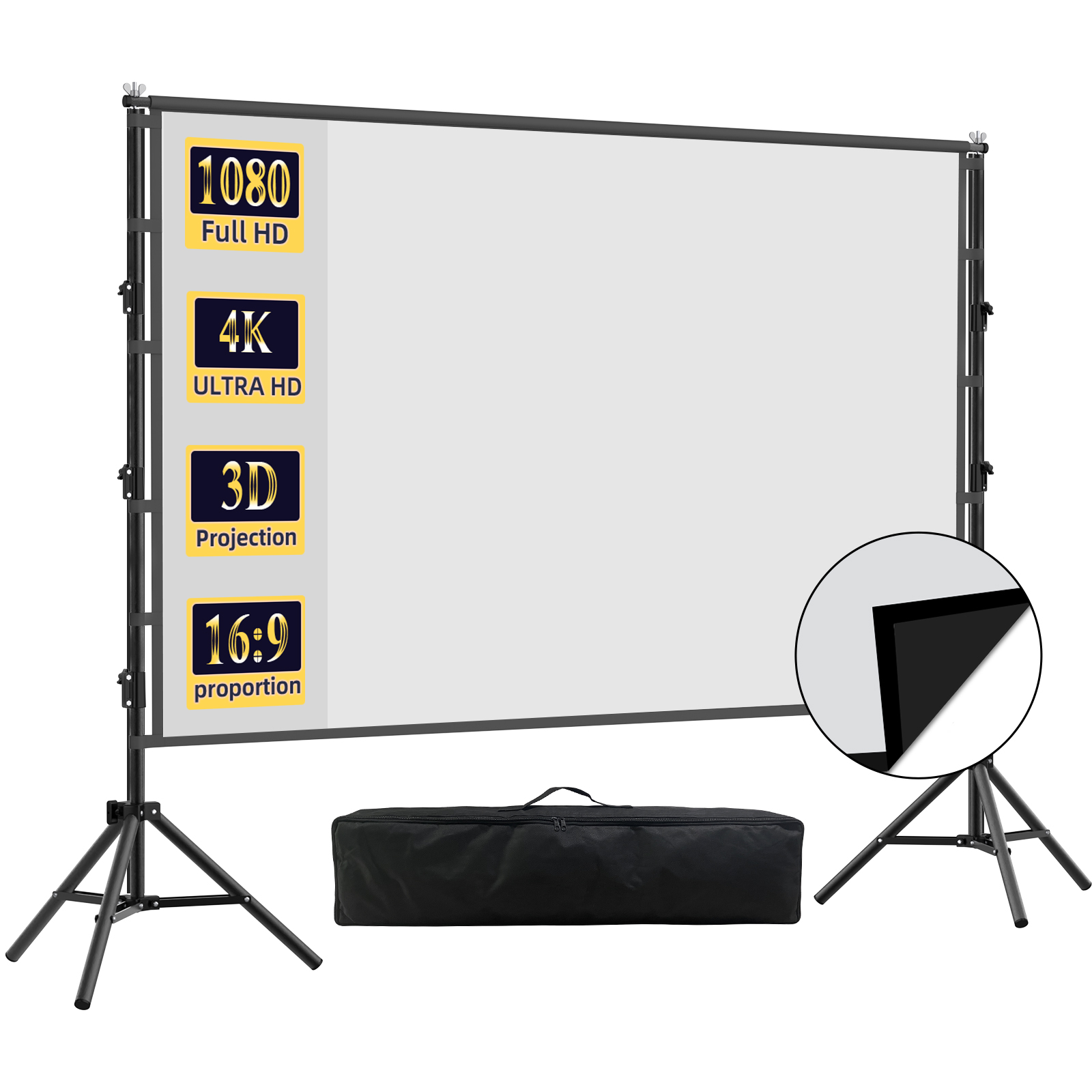Home Cinema Rack - Écran de projection VEIDADZ avec support,