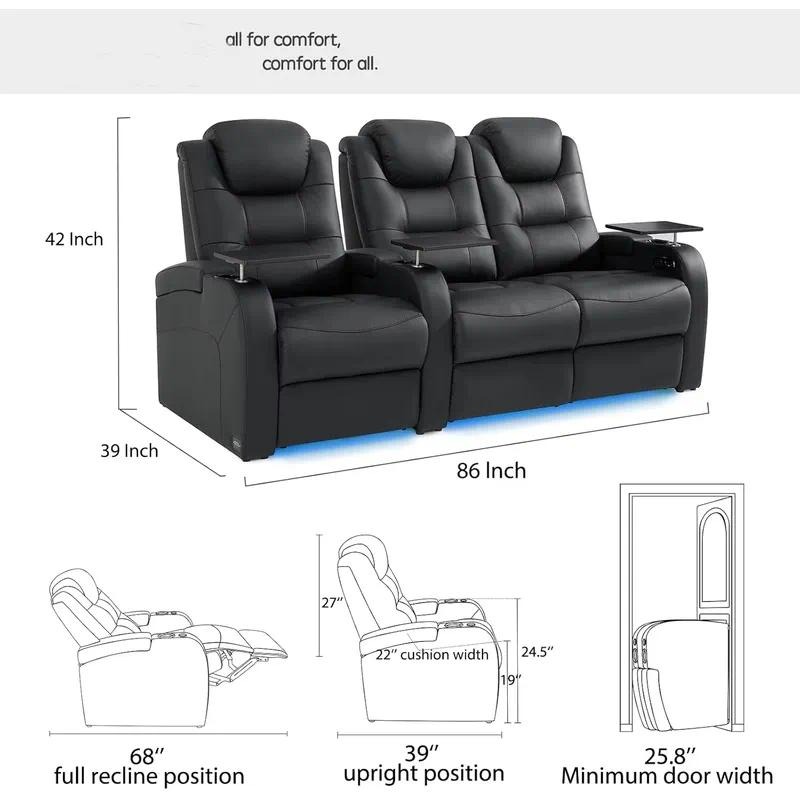 Canapé inclinable 3 places gri - Home Cinema Gaming avis et prix