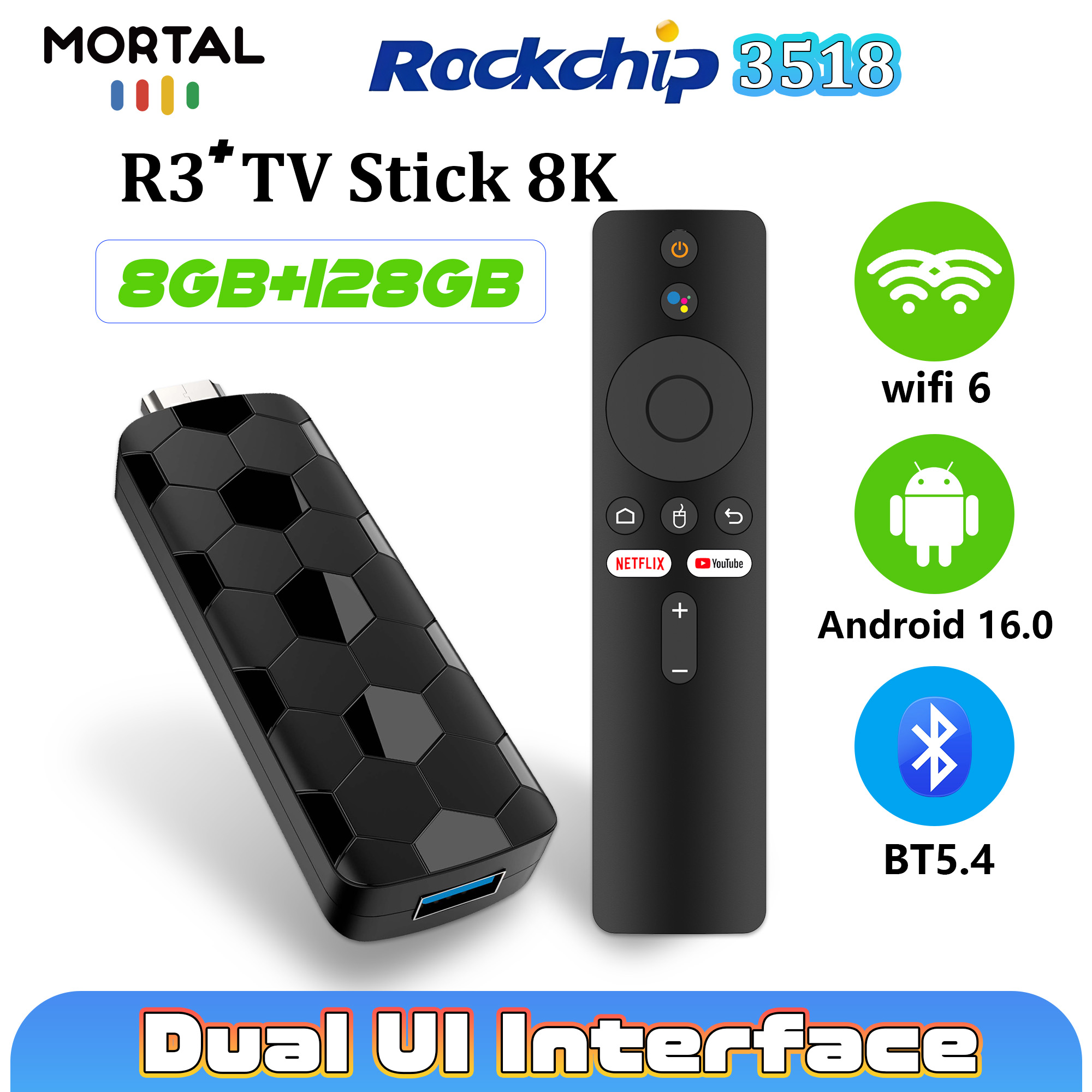 Clé TV Mortal R3+ Android 16 8 - Home Cinema Complet avis et prix