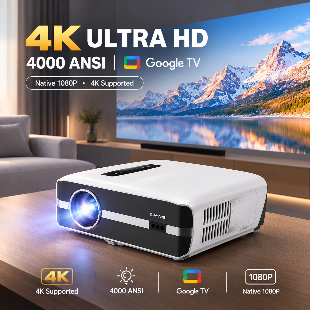 Nouveau projecteur A9S 4k 4000 - Home Cinema Speaker System avis et prix